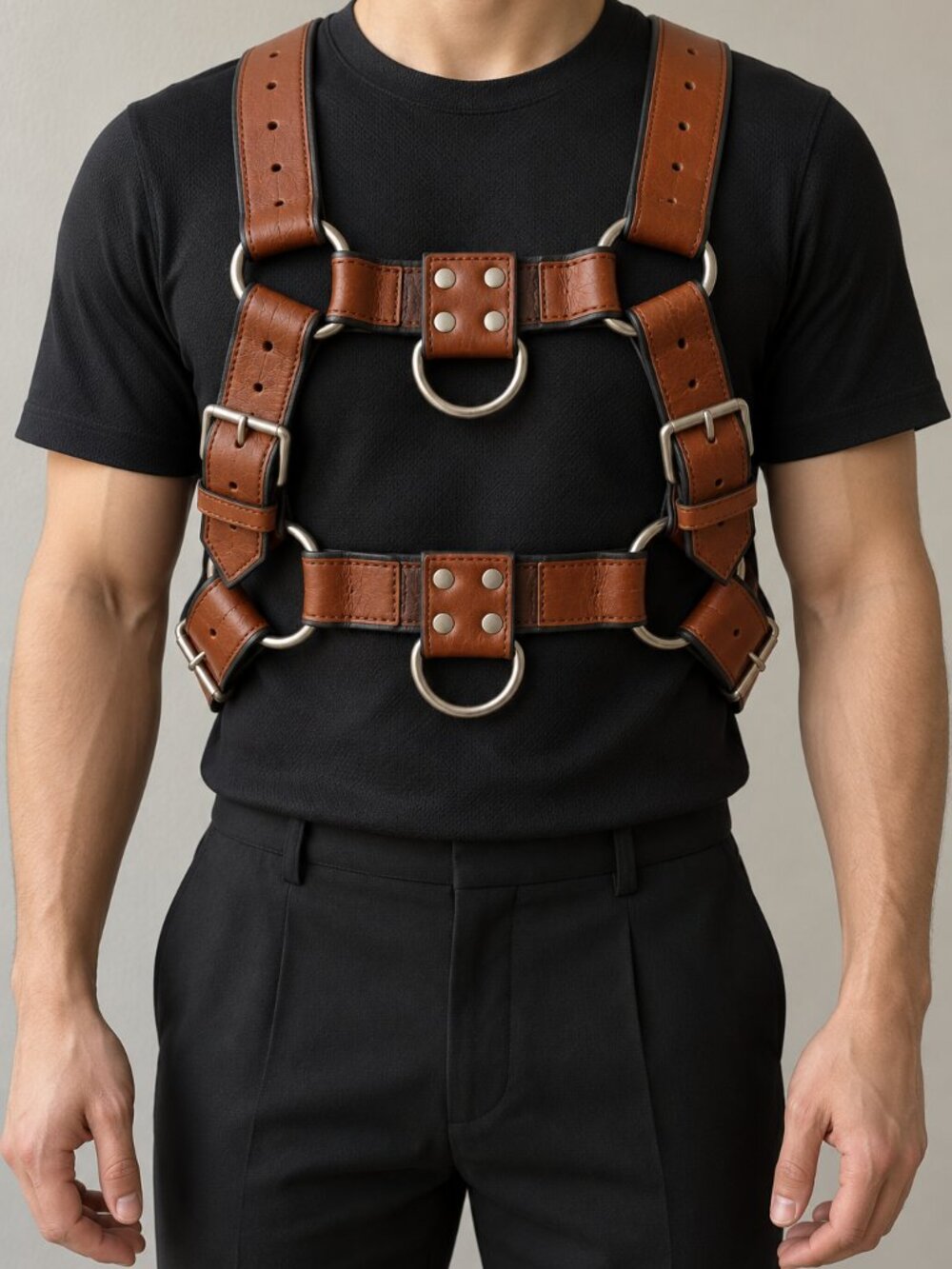 Handmade Genuine Leather Harness (Brown Color)